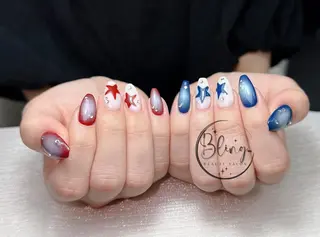 セミロング 波 なみのネイルデザイン