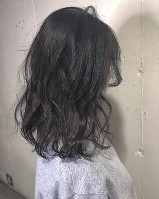 ミディアム カラー パーマ美容師 hanaのヘアスタイル