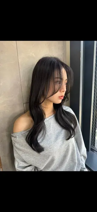 ロング rioカット縮毛 矯正♡韓国レイヤーのヘアスタイル