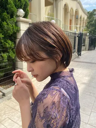 ショート カラー パーマ ヘアアレンジ Riposo.所属・✨艶髪✨ 奈須晴香のヘアスタイル