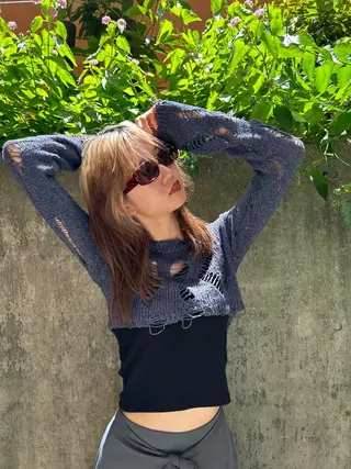 セミロング カラー ayano/パーマ/ 暖色カラーのヘアスタイル