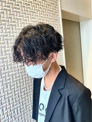 ミディアム カラー パーマ ヘアアレンジ メンズ キッズ ネイル マツエク・マツパ アイブロウ 新宿メンズパーマ ヨモギダのヘアスタイル
