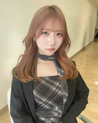 セミロング カラー ヘアアレンジ クルミ🤍ピンク 🎀韓国ヘアのヘアスタイル