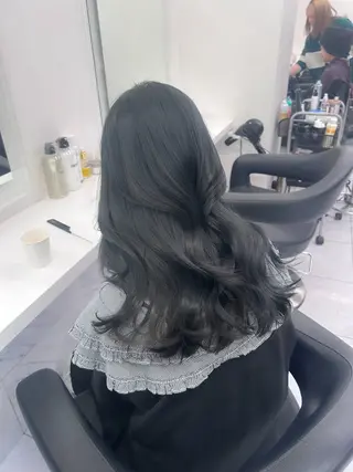 ロング カラー パーマ メンズ キッズ ブリーチなしカラー/ ブラウン/レイヤーのヘアスタイル