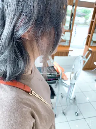 ミディアム カラー 白髪ぼかしハイライト 柳川拓哉のヘアスタイル