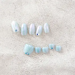 ネイル ゴテゴテ💙ワンホン リオナのネイルデザイン