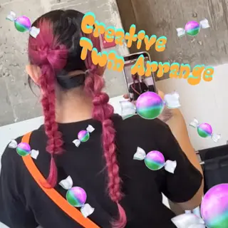 ロング ヘアアレンジ 🌼個性派/暖色/ヘ アセット/Mei🌼のヘアスタイル