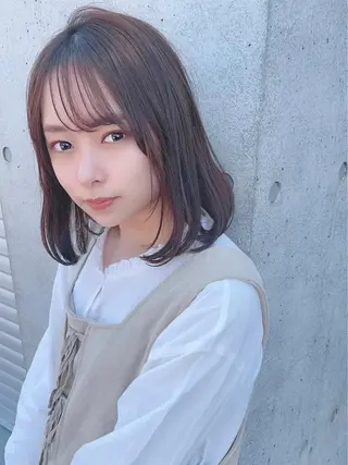 ミディアム カラー パーマ ヘアアレンジ 【公式】amble luxe池袋東口🩷のヘアスタイル