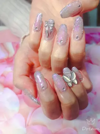 セミロング ネイル フィルイン、長さ出し 深爪矯正のネイルデザイン