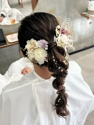 ロング カラー ヘアアレンジ Noele hair atelier(ノエルヘアアトリエ)所属・北上ゆい/個性派/ ナチュラルアレンジのヘアスタイル