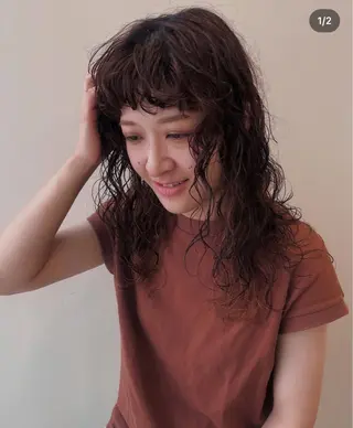 ロング パーマ tomu/大名/艶髪 髪質改善/透明感のヘアスタイル
