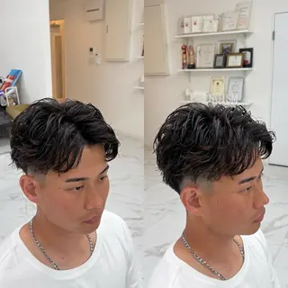 ショート カラー パーマ メンズ メンズ/パーマ/ 京都駅/井上光のヘアスタイル