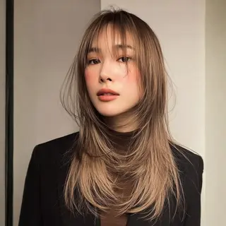 セミロング 縮毛矯正/レイヤー カット⭐️SHOTAのヘアスタイル