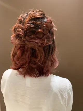 ミディアム ヘアアレンジ きむえり/髪質改善 /セット/カラーのヘアスタイル