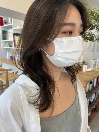 セミロング カラー 【arc】Ruri コテ巻き風パーマのヘアスタイル