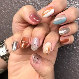 ロング カラー ヘアアレンジ キッズ ネイル マツエク・マツパ 福田 加奈のネイルデザイン