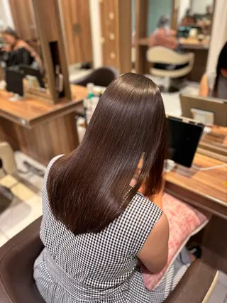 セミロング パーマ ツヤ髪縮毛矯正💫/ ハイトーン/あゆみのヘアスタイル