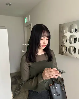 セミロング カラー パーマ 髪質改善/似合わせ カラー/レイヤーのヘアスタイル