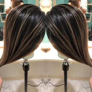 ロング salowin 原宿 aroa所属・韓国／ハッシュカット ／透明感カラー／金野のヘアスタイル