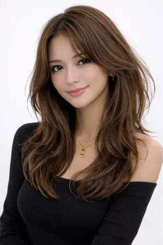 セミロング カラー 🌟小顔レイヤー× 赤み消し透明感カラーのヘアスタイル