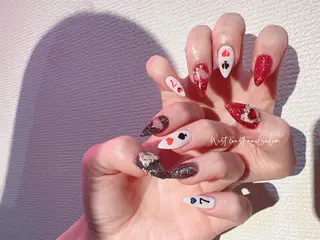 ネイル リボン、ガーリー パーツ放題専門店のネイルデザイン