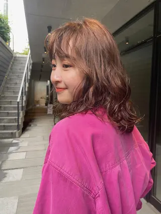 ミディアム パーマ ボブ/ミディアム 親しみやすさ/さくらのヘアスタイル