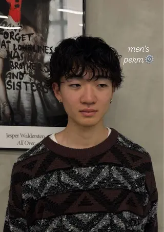 ショート パーマ メンズ cut model 🫒natsuのヘアスタイル