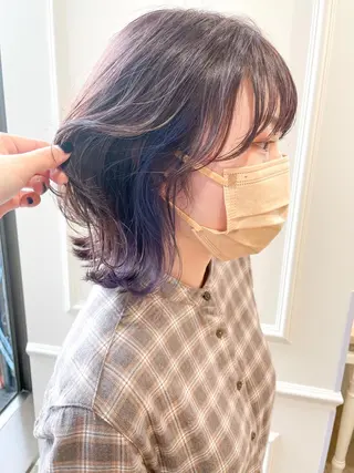 ミディアム カラー 韓国レイヤーカット/ ダブルカラーのヘアスタイル
