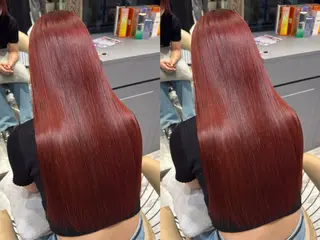 ロング カラー ゆらんちょ/ブリーチ 無w/縮毛矯正/暖色のヘアスタイル