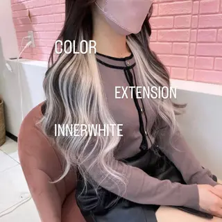 ロング カラー エクステ🩵ブリーチ 韓国ヘア🩵KAEのヘアスタイル
