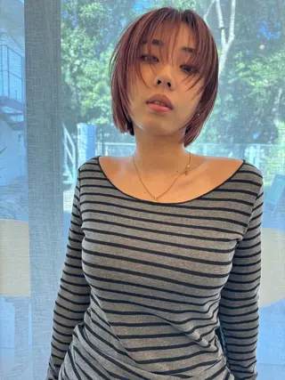 ミディアム カラー コテ巻き/パーマ/艶 透明感/荻原凜太郎のヘアスタイル