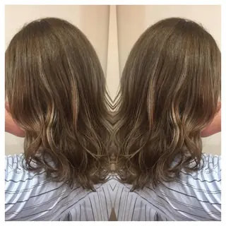 セミロング カラー 髪質改善/痛ませ ないカラー/西村航大のヘアスタイル