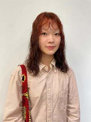 ミディアム カラー パーマ 金尾 凜のヘアスタイル