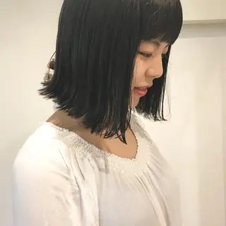 ミディアム Click所属・クニモトハルナ ボブ/柔らかカラーのヘアスタイル
