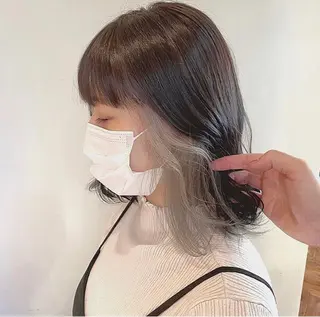 ショート カラー 切りっぱなしボブイヤ リングカラー清水隆央のヘアスタイル