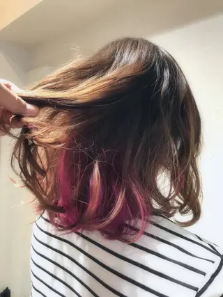 ミディアム カラー パーマ ヘアアレンジ filo byFeria渋谷所属・縮毛矯正/美髪 髪質改善/石田幸輔のヘアスタイル
