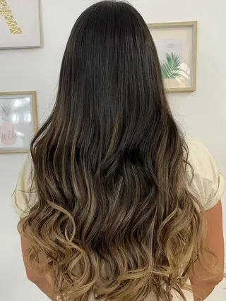 ロング カラー パーマ ヘアアレンジ チビ編み込みエクステ シールEXどぅ〜すのヘアスタイル