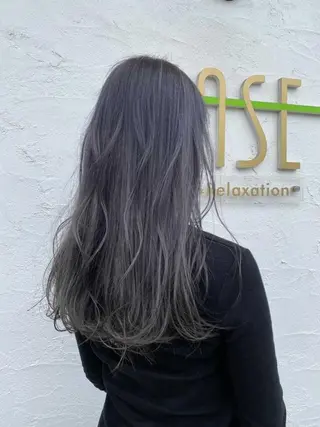 ロング カラー ブリーチなしWカラー /酸性ストレート河本のヘアスタイル