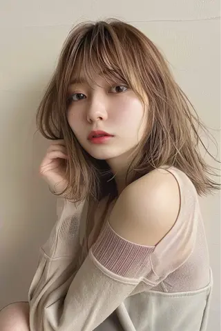 セミロング カラー 最新ケアカラー 髪質改善YUTOのヘアスタイル