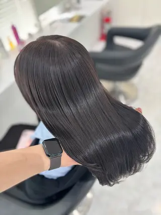 ロング カラー ブリーチなし透明感 ×縮毛矯正🤍ユウのヘアスタイル