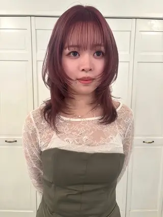 カラー ブリーチカラー🎀 韓国風/寺門美優のヘアスタイル