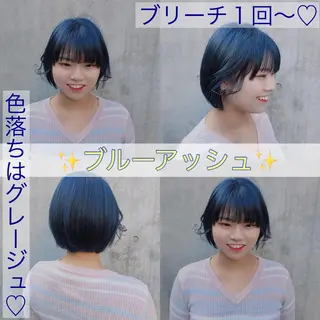 セミロング カラー メンズ JuNブリーチに 縮毛矯正するプロのヘアスタイル