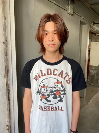 ミディアム カラー メンズ パーマ、髪質改善 カズマのヘアスタイル