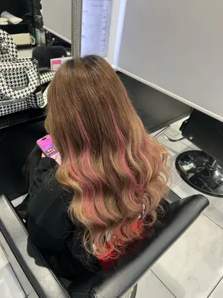 ロング カラー ヘアアレンジ YUDU🍊 germe/ジェルムのヘアスタイル