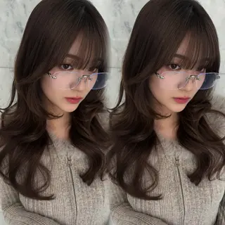 ロング カラー 新宿♥ハッシュカット 暖色カラー♥Unaのヘアスタイル