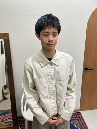 カラー メンズ 慎太朗/パーマ/ボブ /センターパートのヘアスタイル