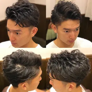 ショート パーマ メンズカットフェード パーマ/前山竜貴のヘアスタイル
