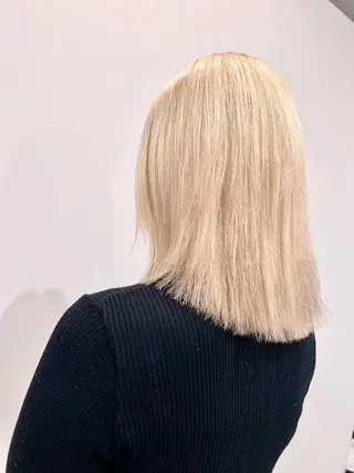 ミディアム ブリーチ毛に縮毛矯正 ✨カラー✨山田 正幸のヘアスタイル