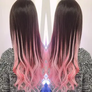 ロング カラー れん/ハイトーン /エクステ/韓国風のヘアスタイル