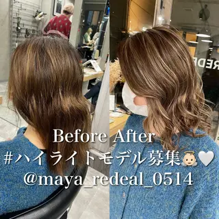 ミディアム REDEAL SHIBUYA所属・maya/レイヤー カット/ミインパーマのヘアスタイル